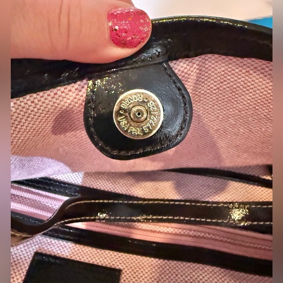 Dooney and Bourke Black Patent Leather Travel Tote Bag Used Good Condition - Picture 4 of 16